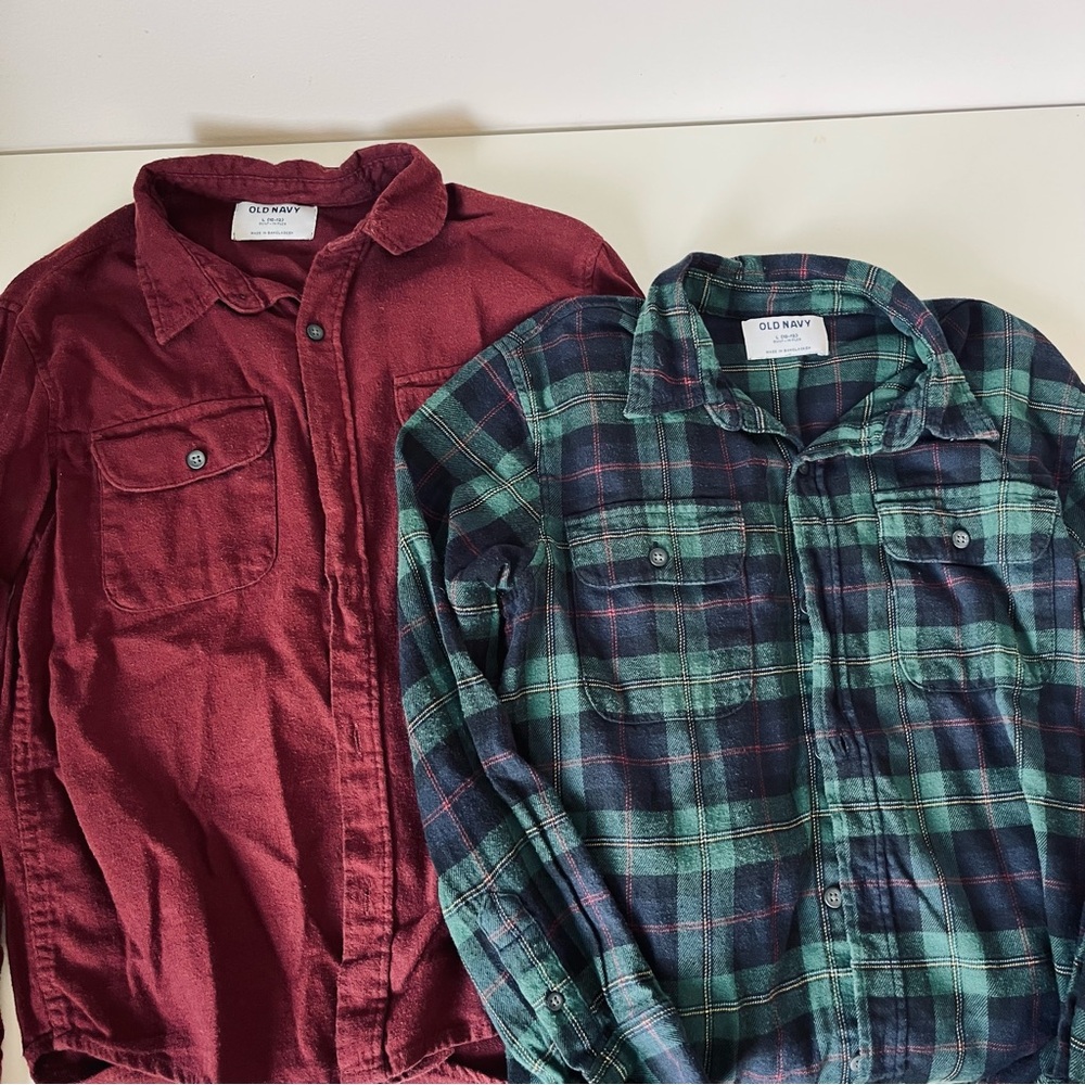 Lot of 2 Boys Old Navy Flannel Shirts size 10/12